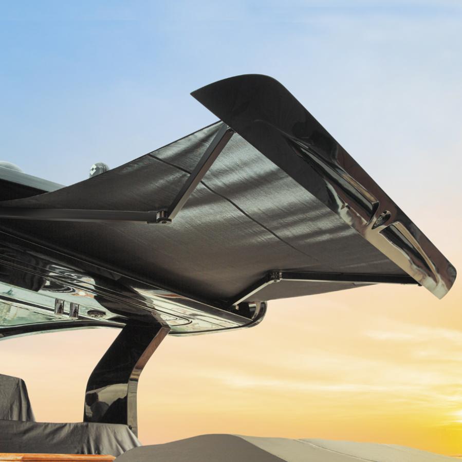 besenzoni tenda parasole a bracci pieghevoli vista al tramonto