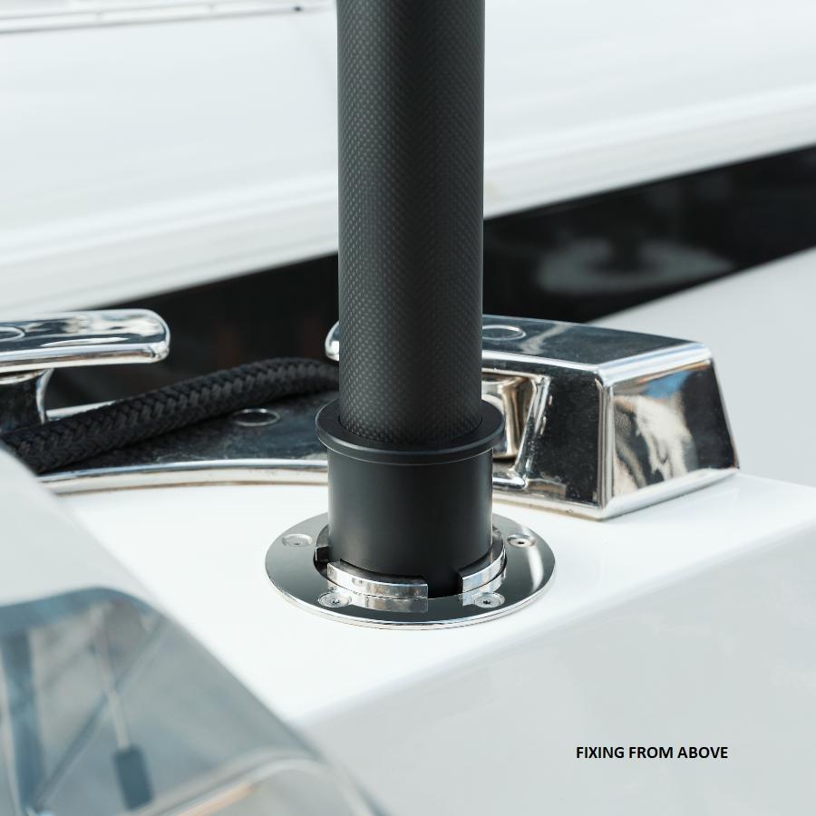 aggancio dall'alto del palo in carbonio o alluminio per tende parasole da montare sullo yacht 