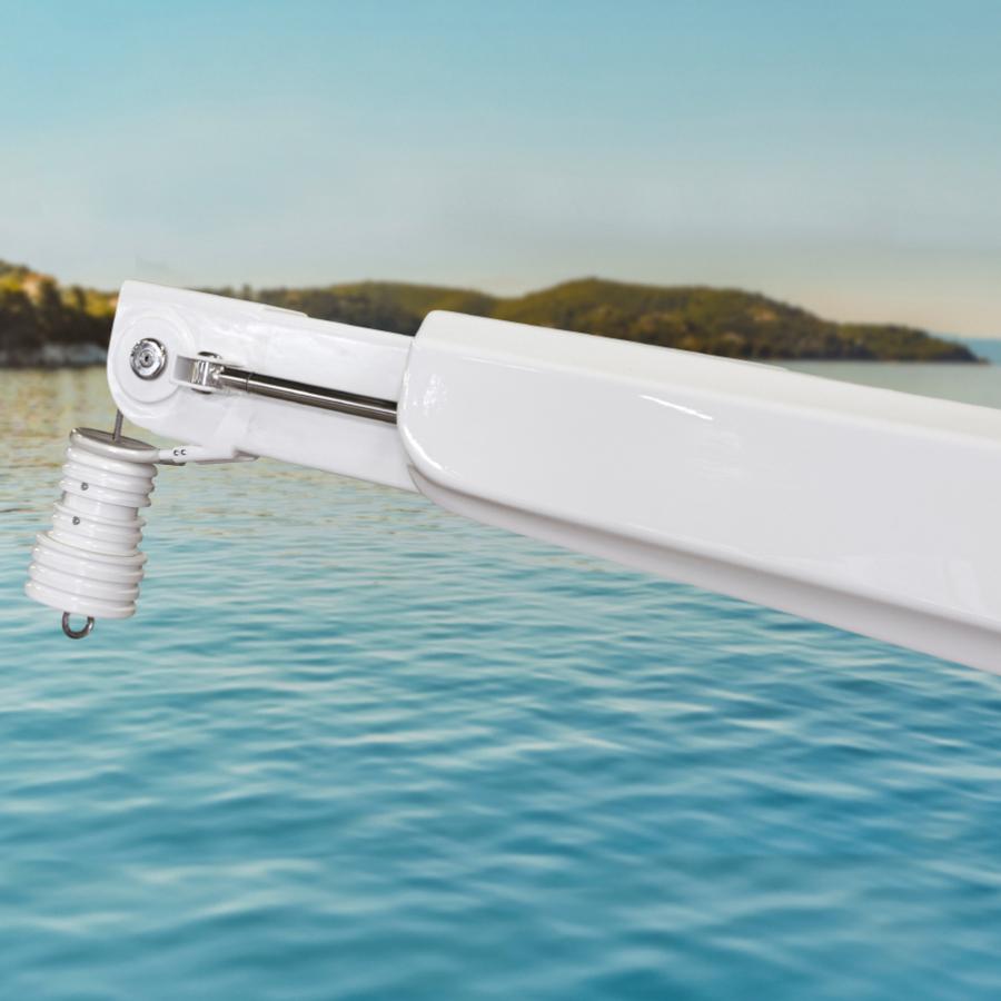 Besenzoni Gru per yacht installabile sul flybridge G509 carenature bianche contrappeso
