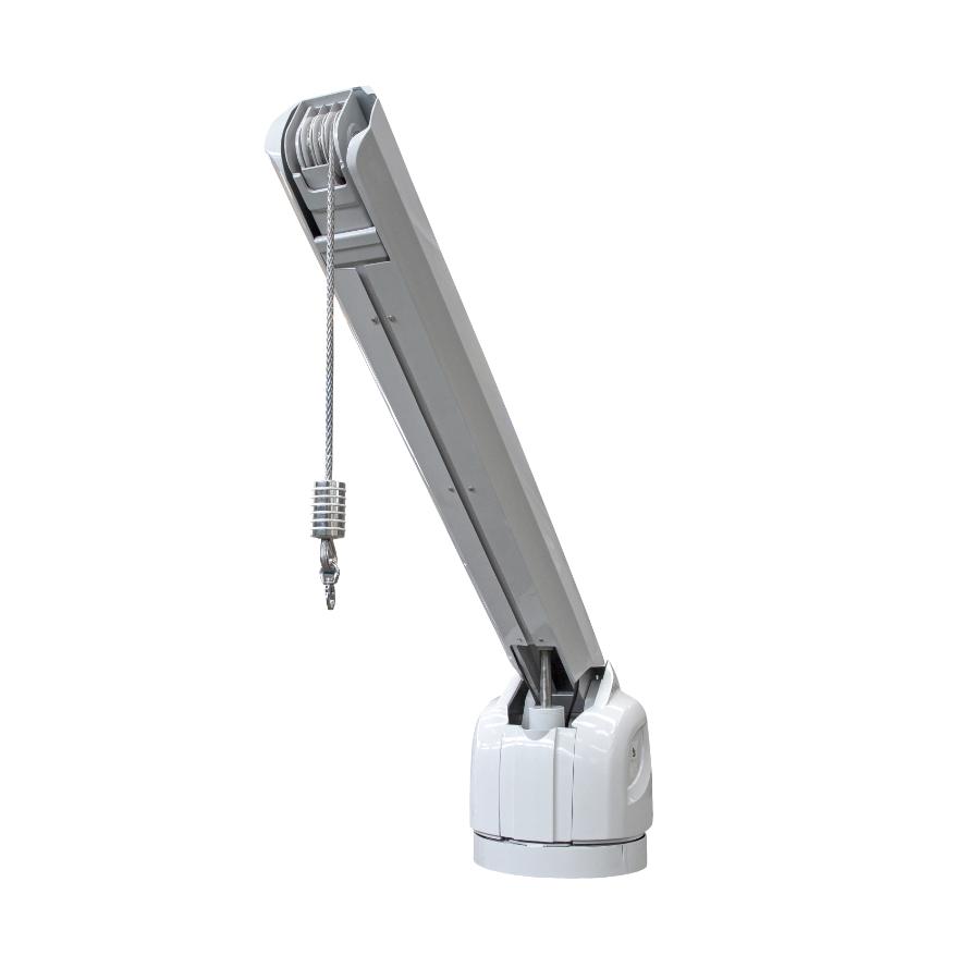 Vista frontale della gru G 370 verniciata bianco