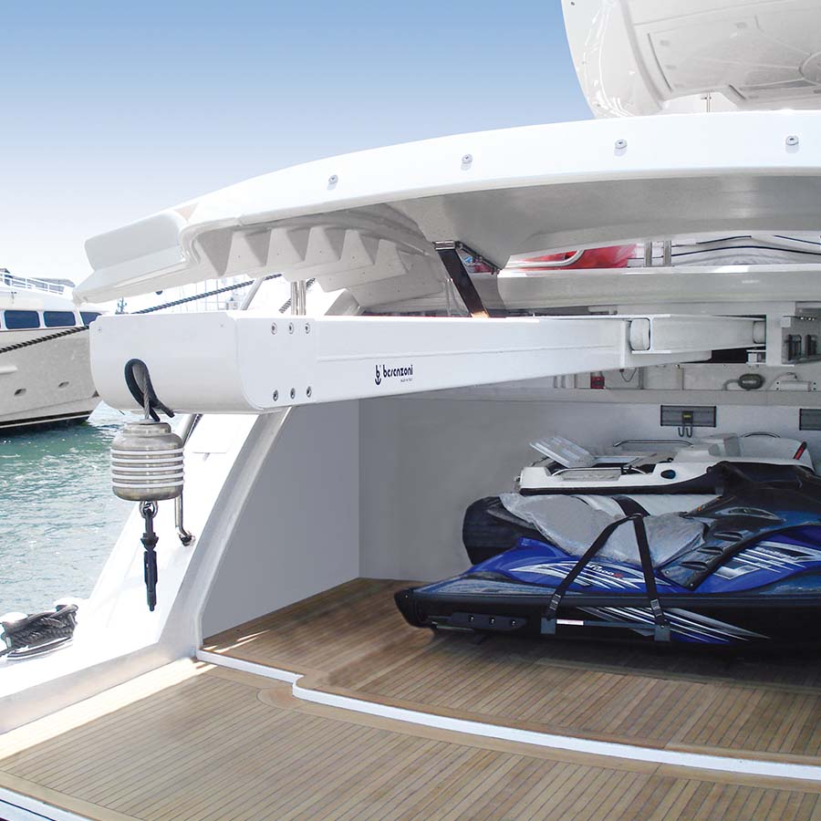 Gru/carroponte con fissaggio a soffitto per garage di poppa dello yacht