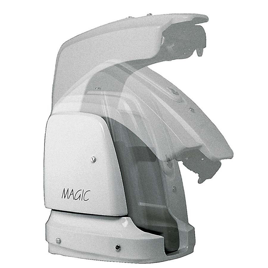 Gru idraulica telescopica a scomparsa vista in fase di chiusura