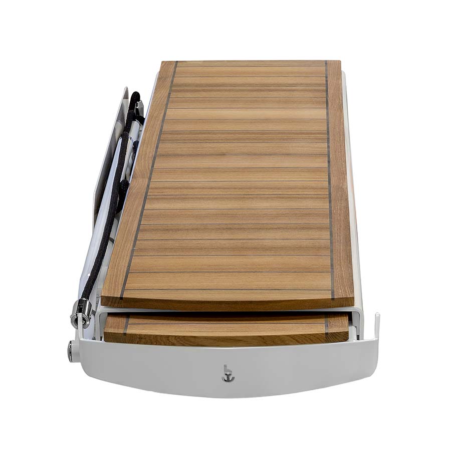 Besenzoni passerella idraulica rientrante PI 692 Young dettaglio della pedana in legno