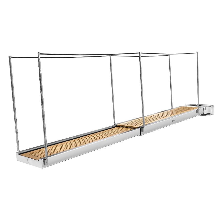 Passerella retrattile ad azionamento idraulico con carabottino in teak per imbarcazioni da diporto