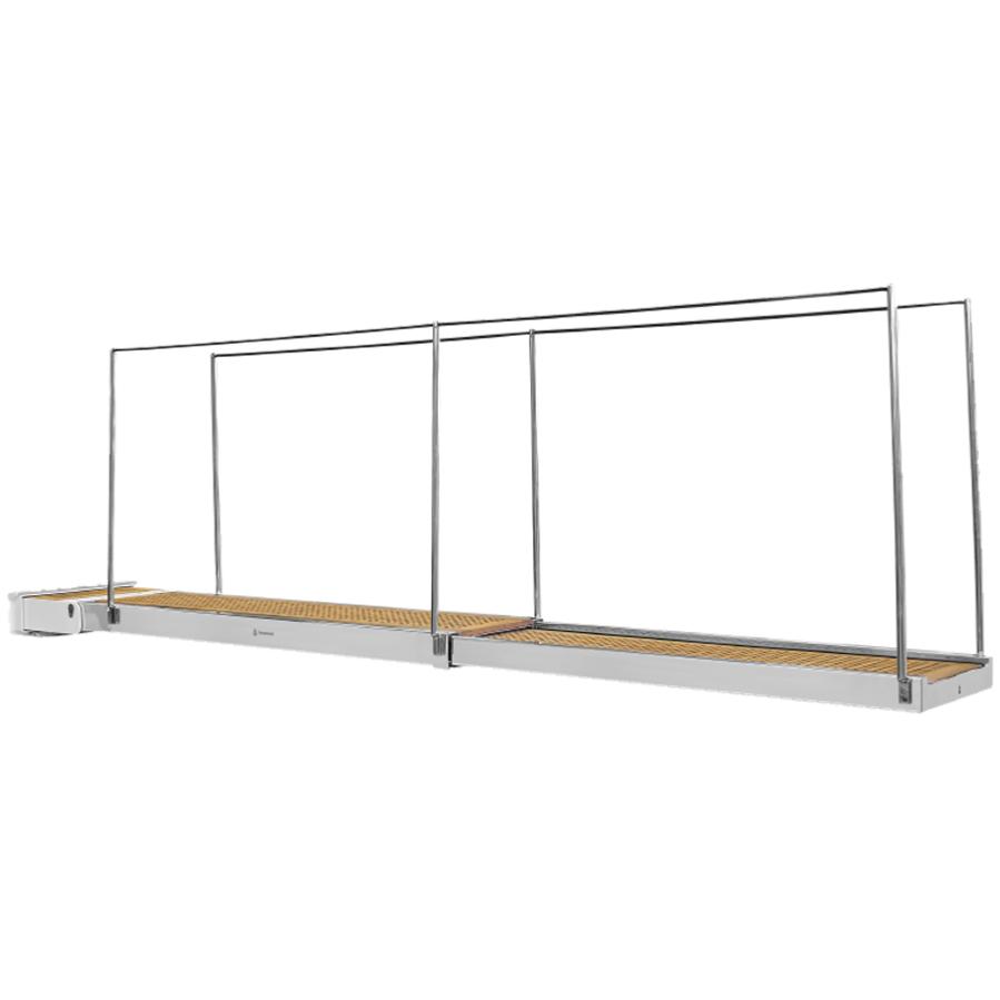 Passerella rientrante con movimentazione idraulica con carabottino in teak e candelieri per imbarcazioni di diporto