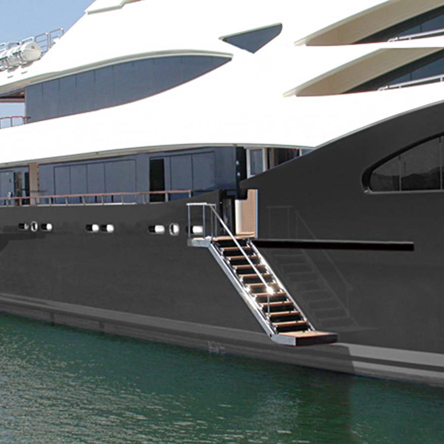 besenzoni scala imbarco si 515 installata a lato barca